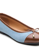 Michael Angelo's Clara Ballerinas For Women (Blue-Brown)