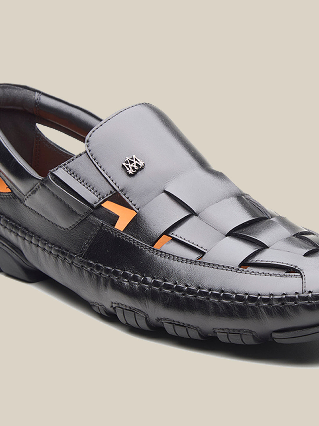 Fryer Leather Roman Sandals Black