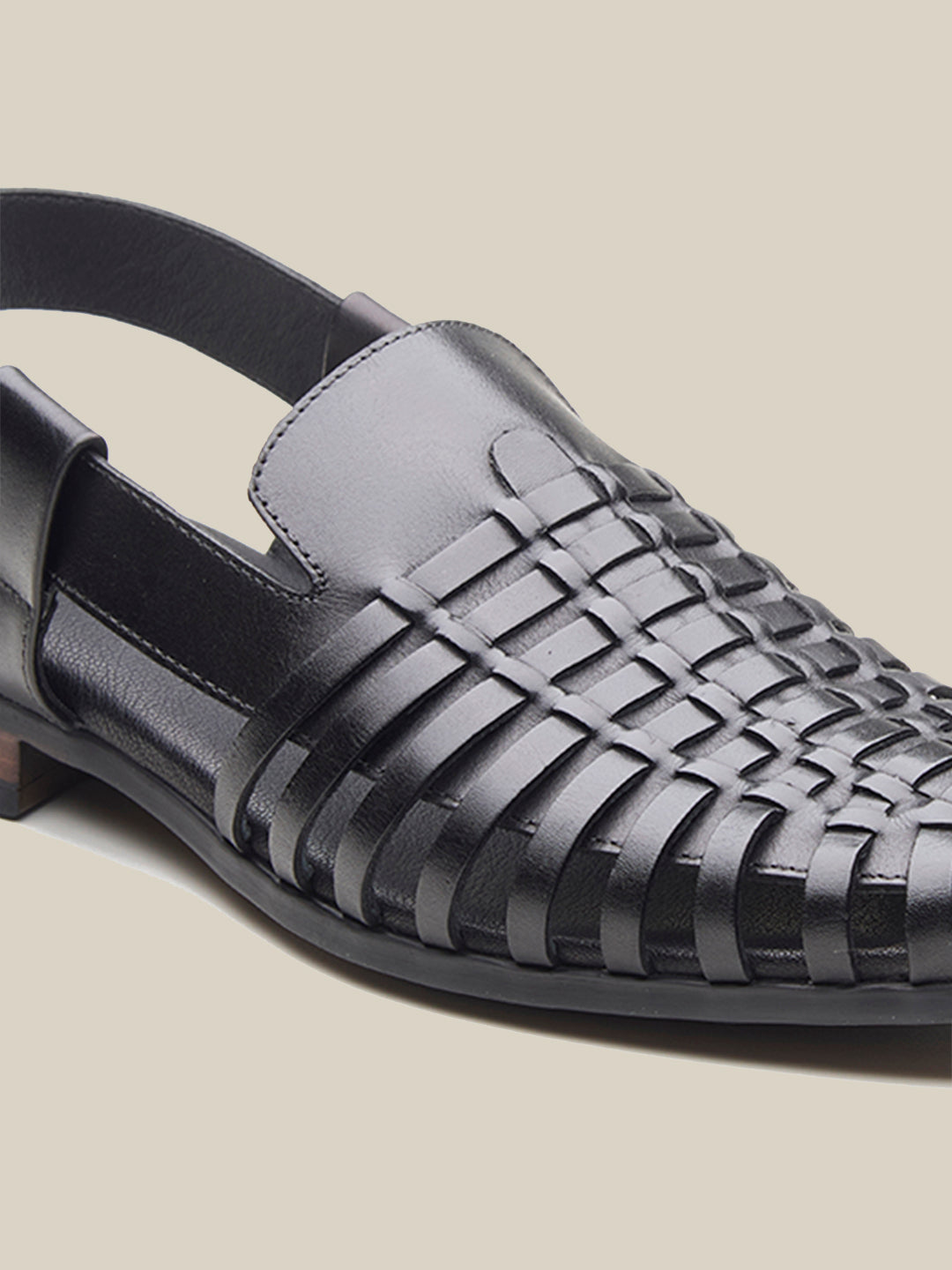 Fraser Ethnic Leather Sandals Black