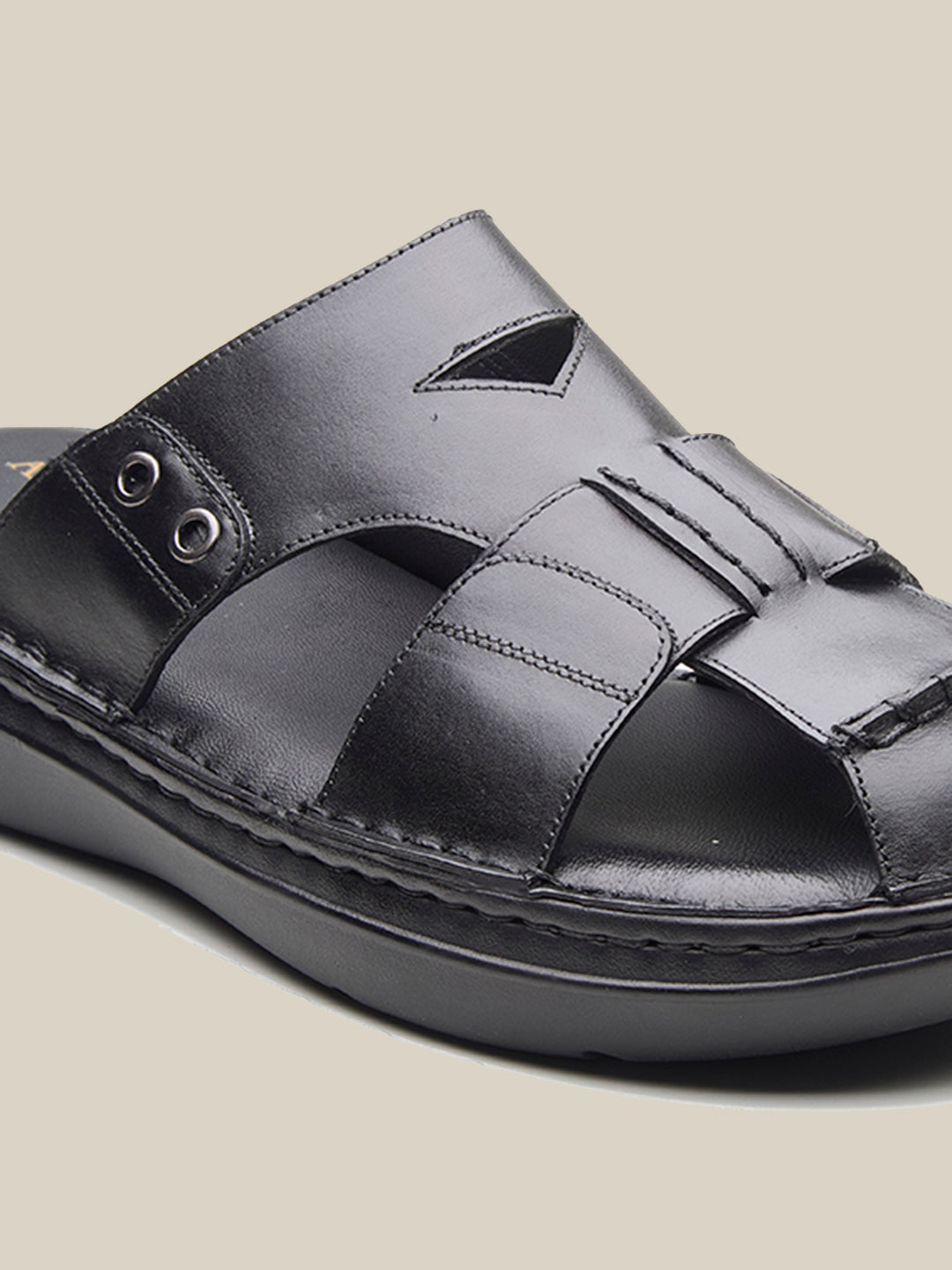 Nathan Leather Slippers Black