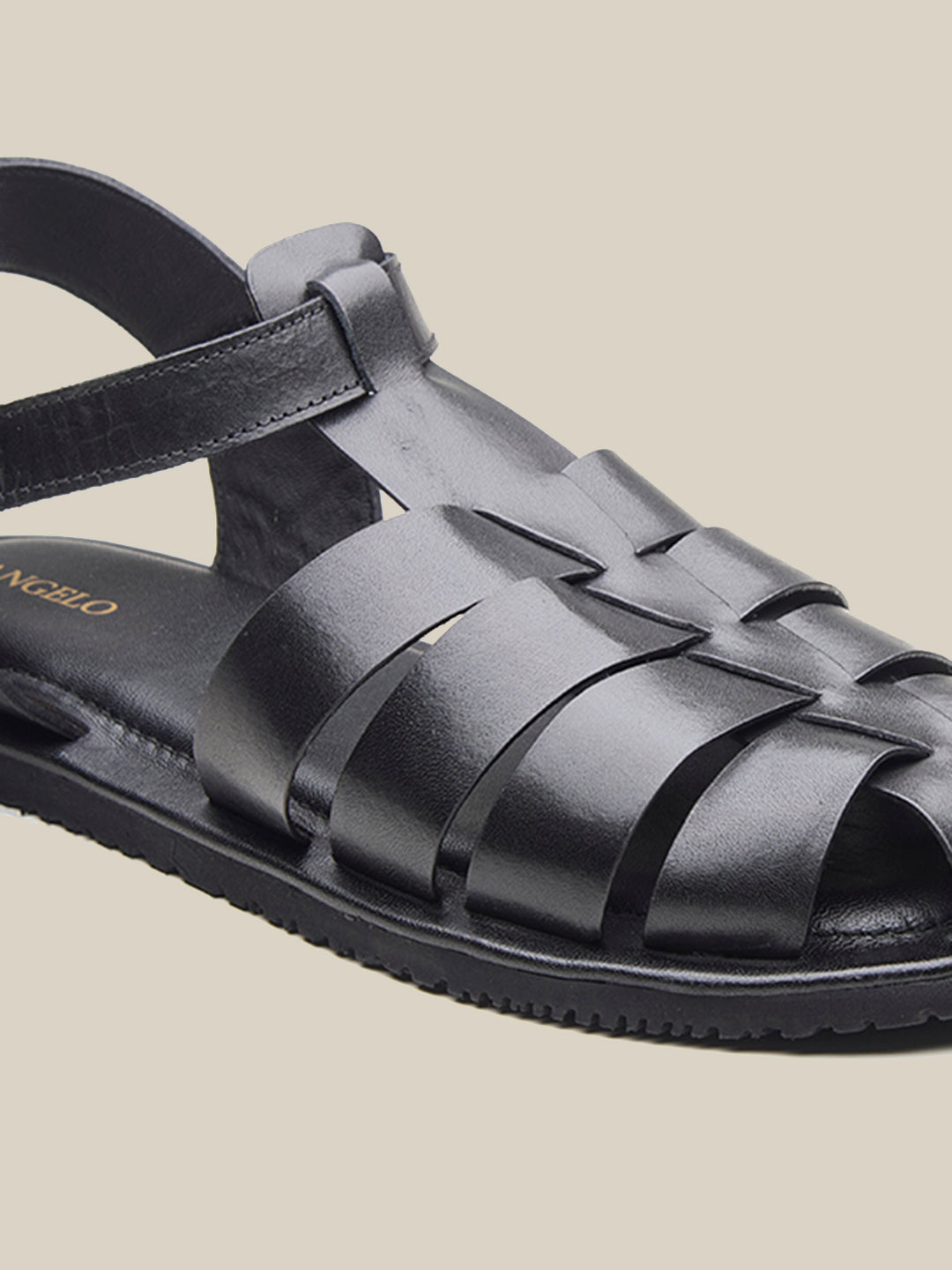 Defender Ethnic Huarache Leather Sandals Black