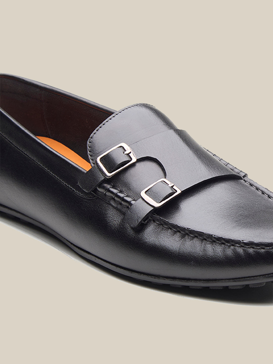 Henry Leather Monk Strap Loafers Black