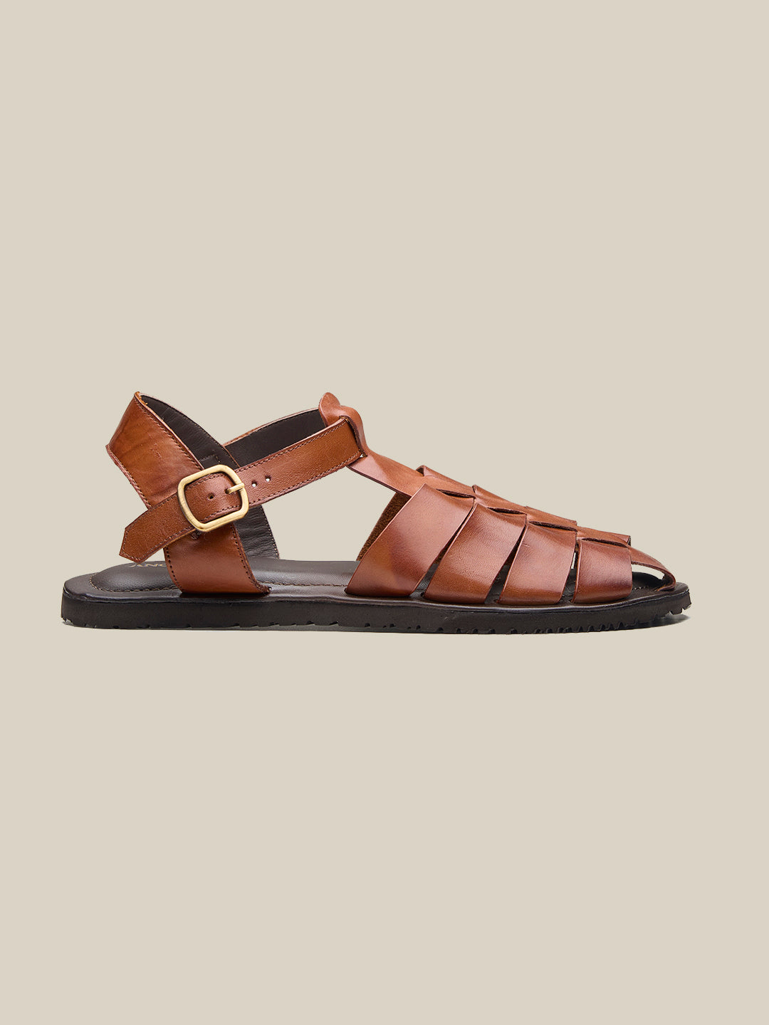 Defender Ethnic Huarache Leather Sandals Tan