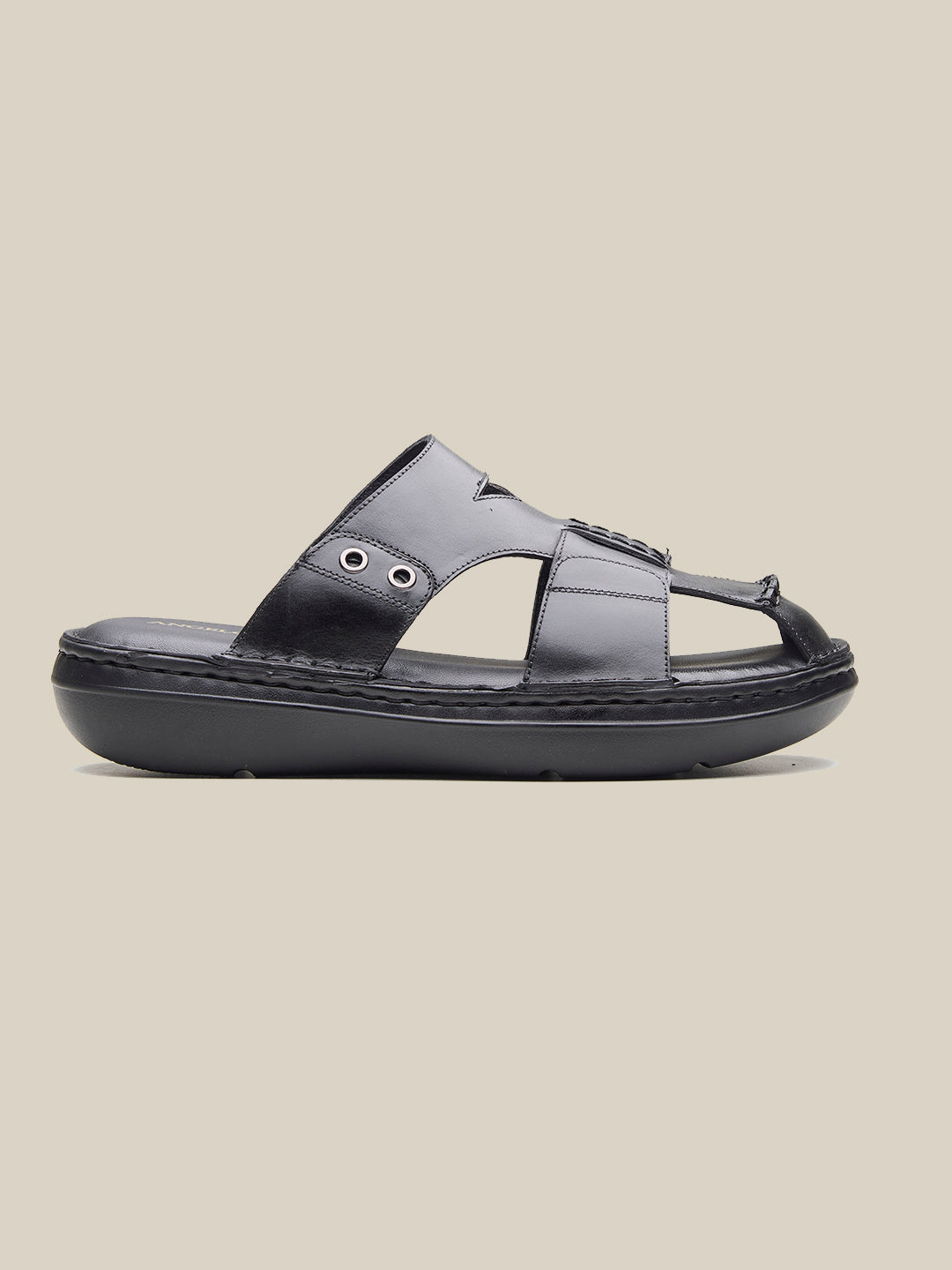Nathan Leather Slippers Black