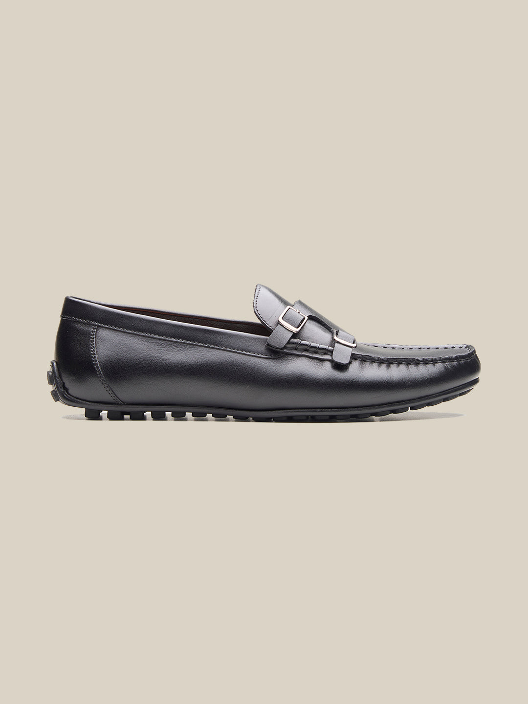 Henry Leather Monk Strap Loafers Black
