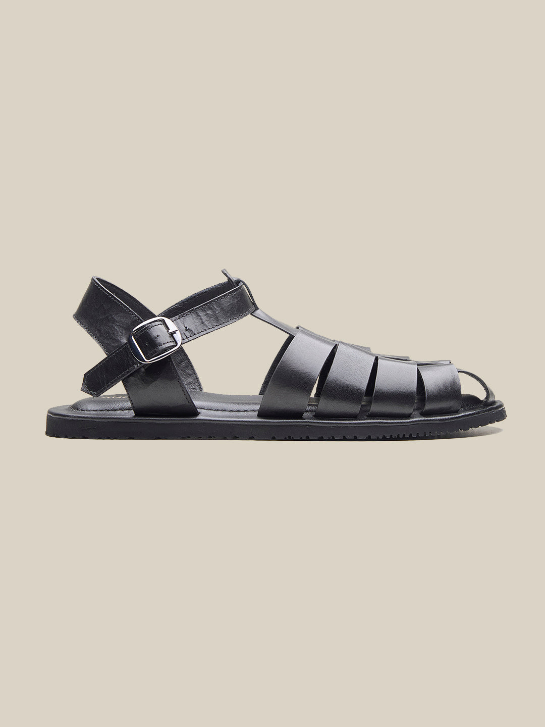 Defender Ethnic Huarache Leather Sandals Black