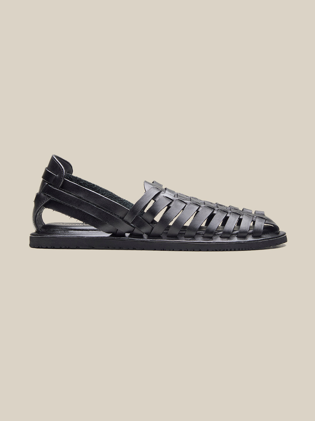 Johan Ethnic Huarache Leather Sandals Black