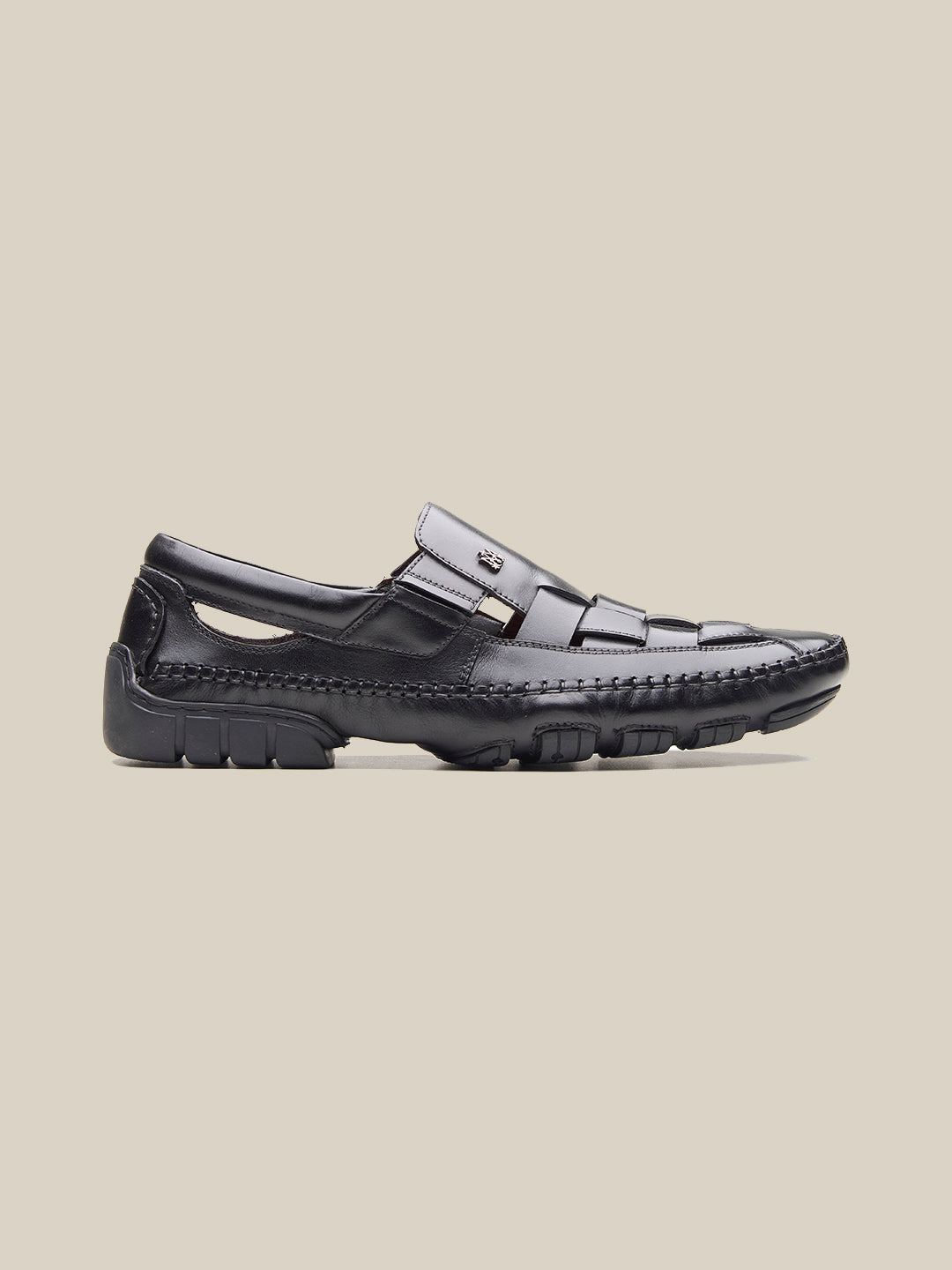 Fryer Leather Roman Sandals Black