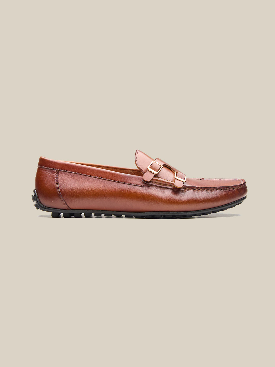 Henry Leather Monk Strap Loafers Tan