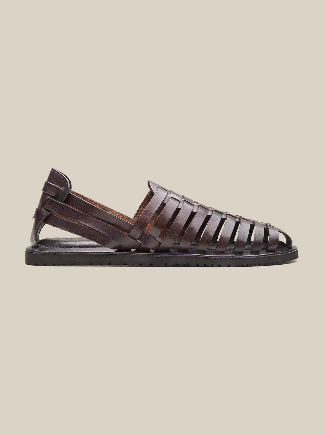 Johan Ethnic Huarache Leather Sandals Brown