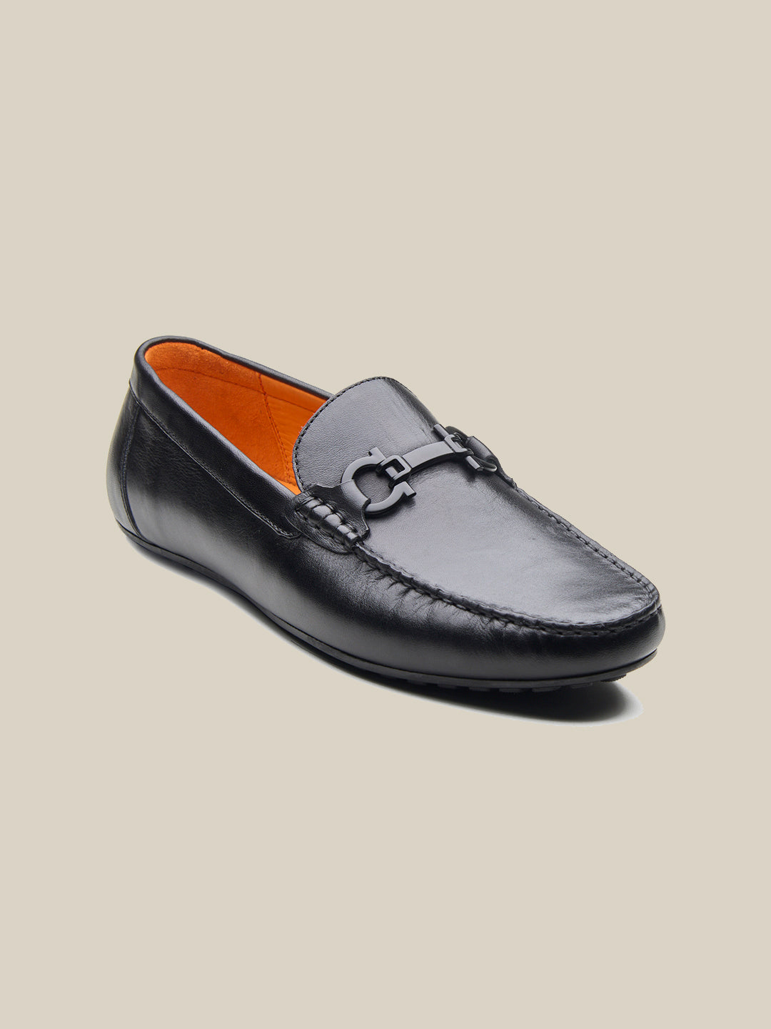 Paolo Leather Loafers Slip-on Shoe  Black