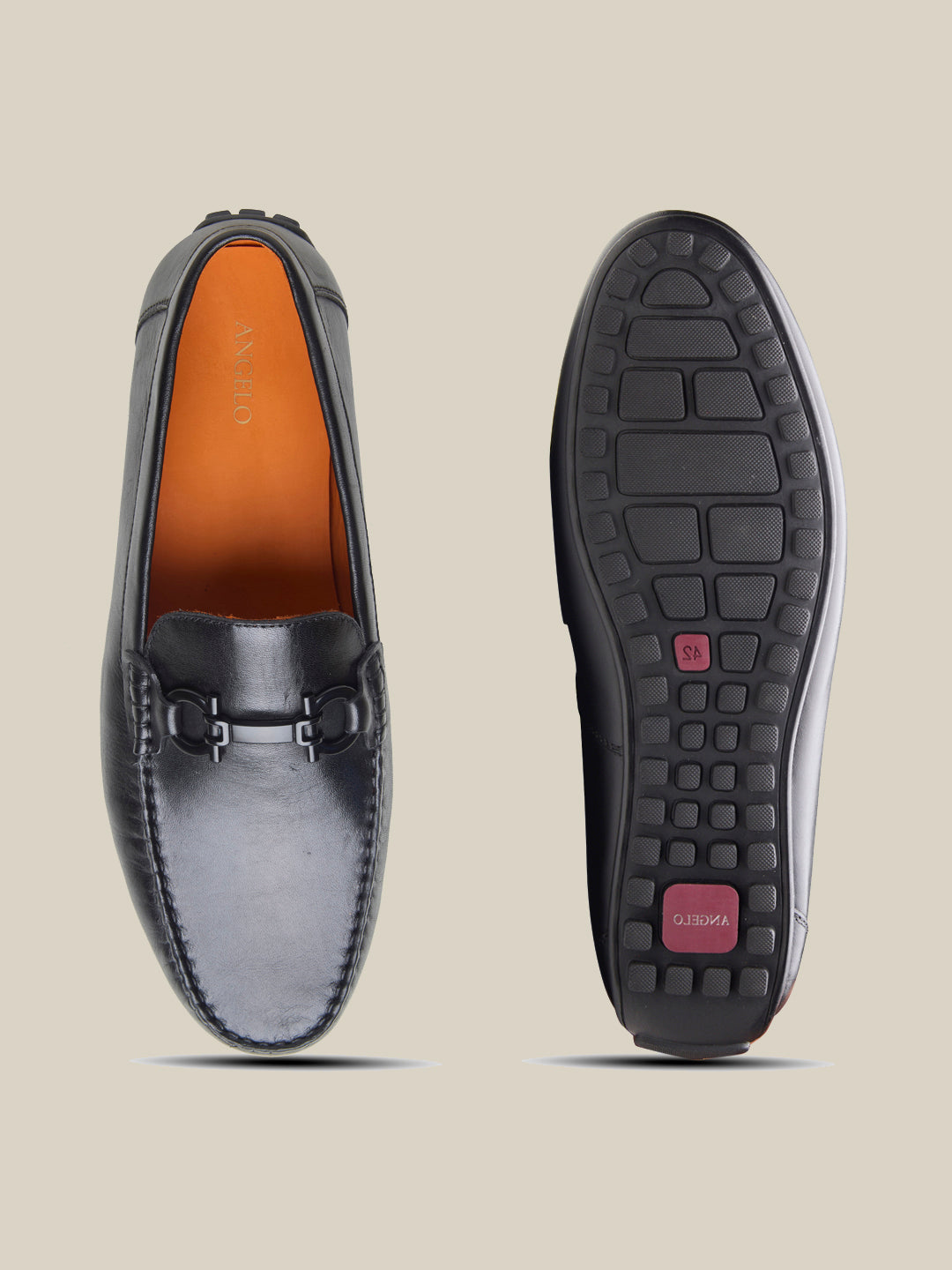 Paolo Leather Loafers Slip-on Shoe  Black