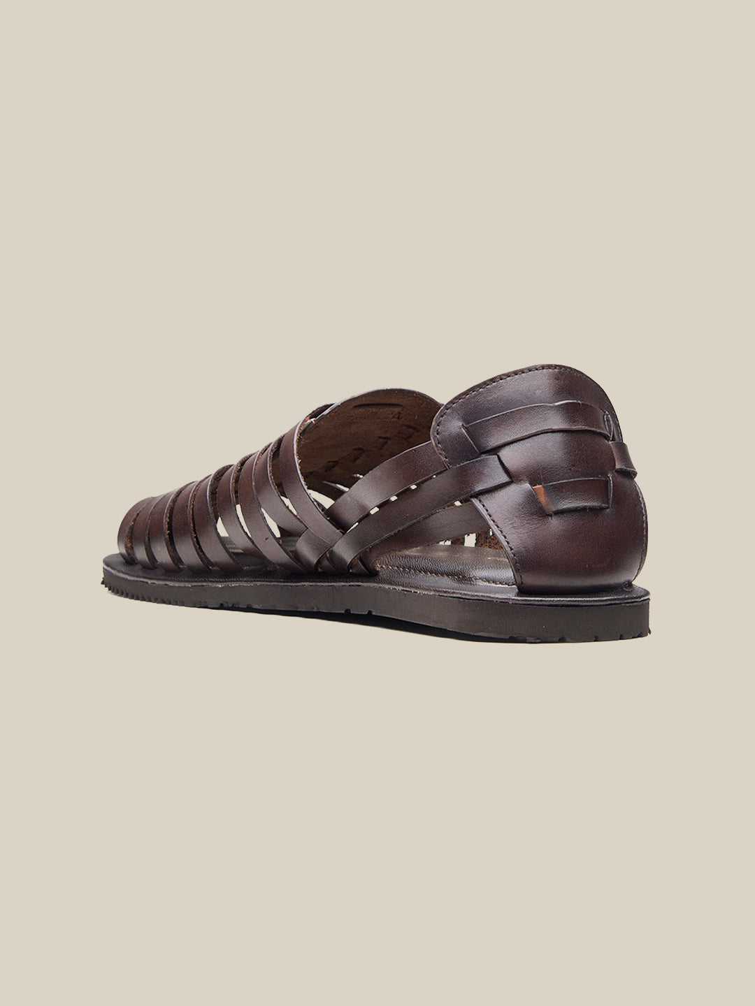 Johan Ethnic Huarache Leather Sandals Brown