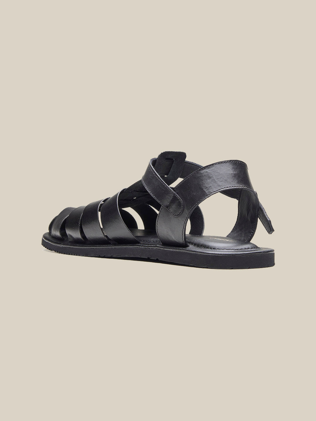 Defender Ethnic Huarache Leather Sandals Black