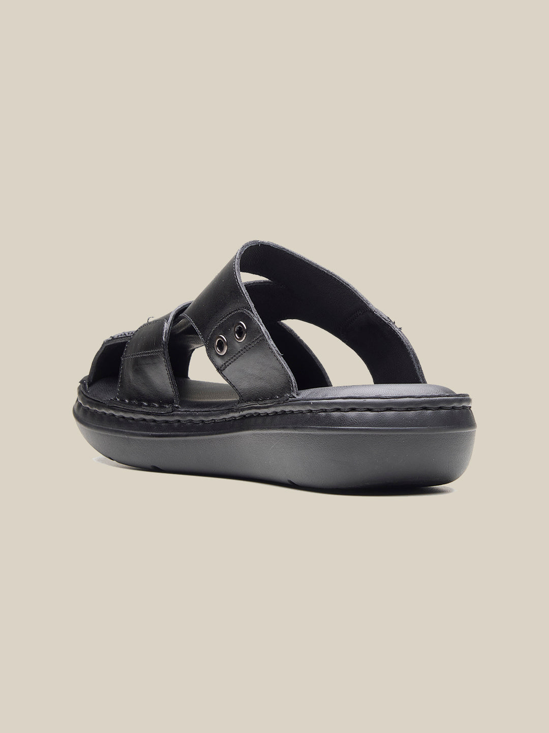 Nathan Leather Slippers Black
