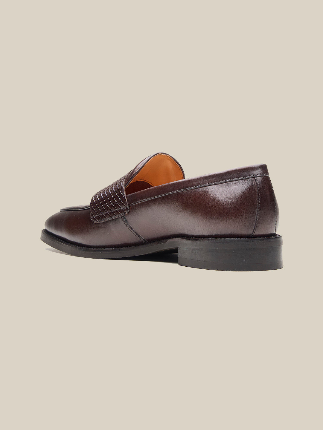 Carson Leather Monk Strap Shoes Brown