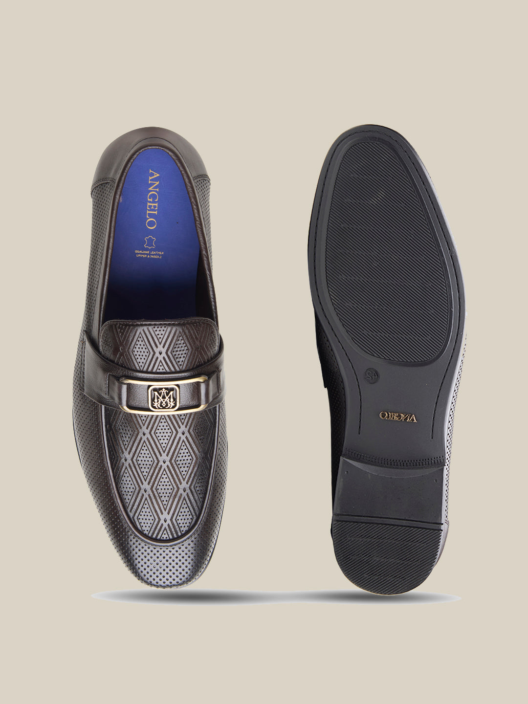 Bevege Leather Comfort Slip-Ons Shoes Brown