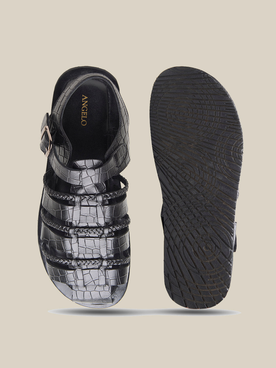 Hayward Ethnic Huarache Leather Sandals Black