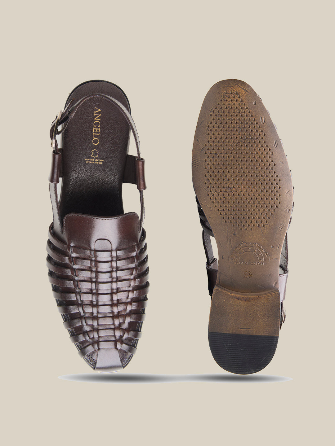 Fraser Ethnic Leather Sandals Brown
