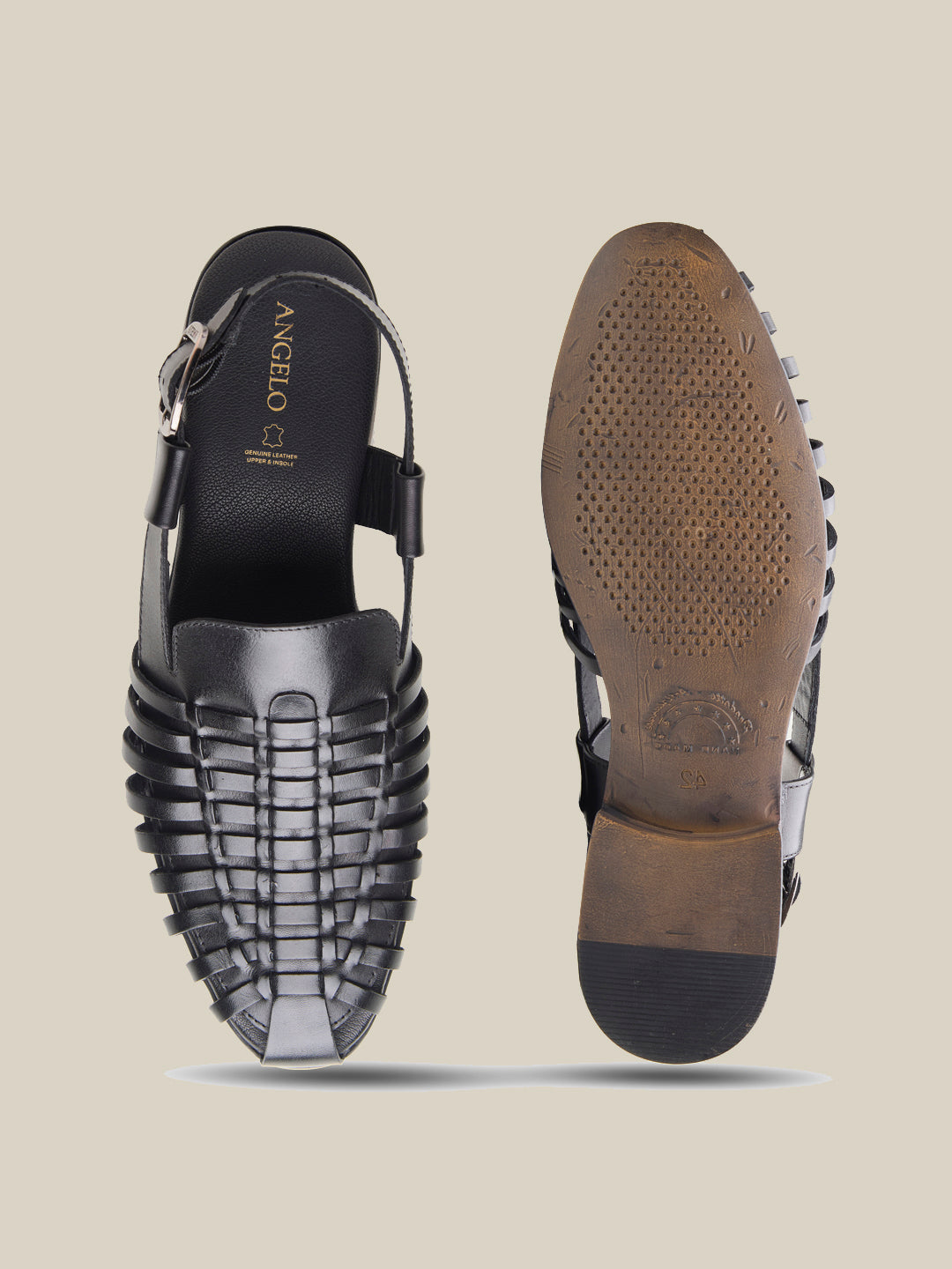 Fraser Ethnic Leather Sandals Black