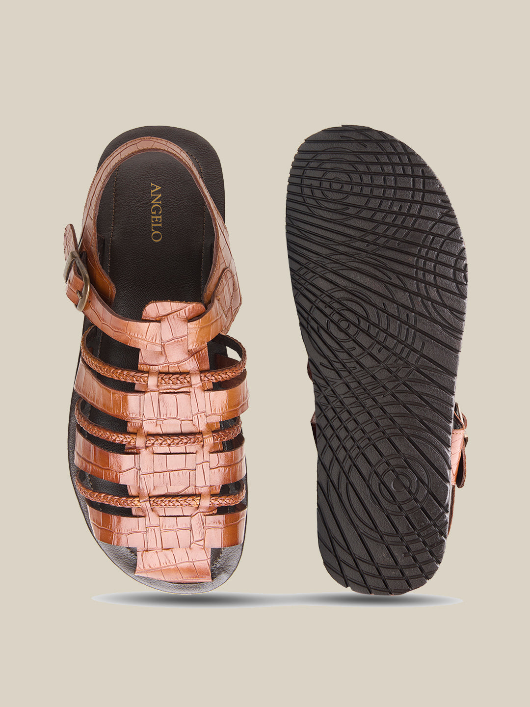 Hayward Ethnic Huarache Leather Sandals Tan