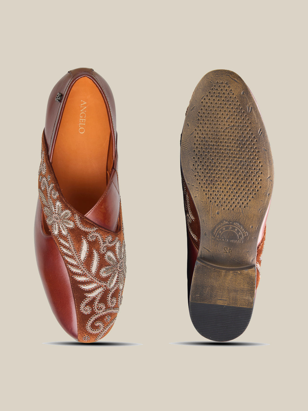 Kenzo Leather  Ethnic Slip On's Shoes Tan