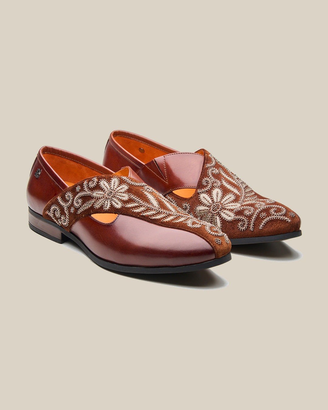 Kenzo Leather  Ethnic Slip On's Shoes Tan