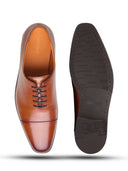 Emilio Leather Derby Shoes Tan