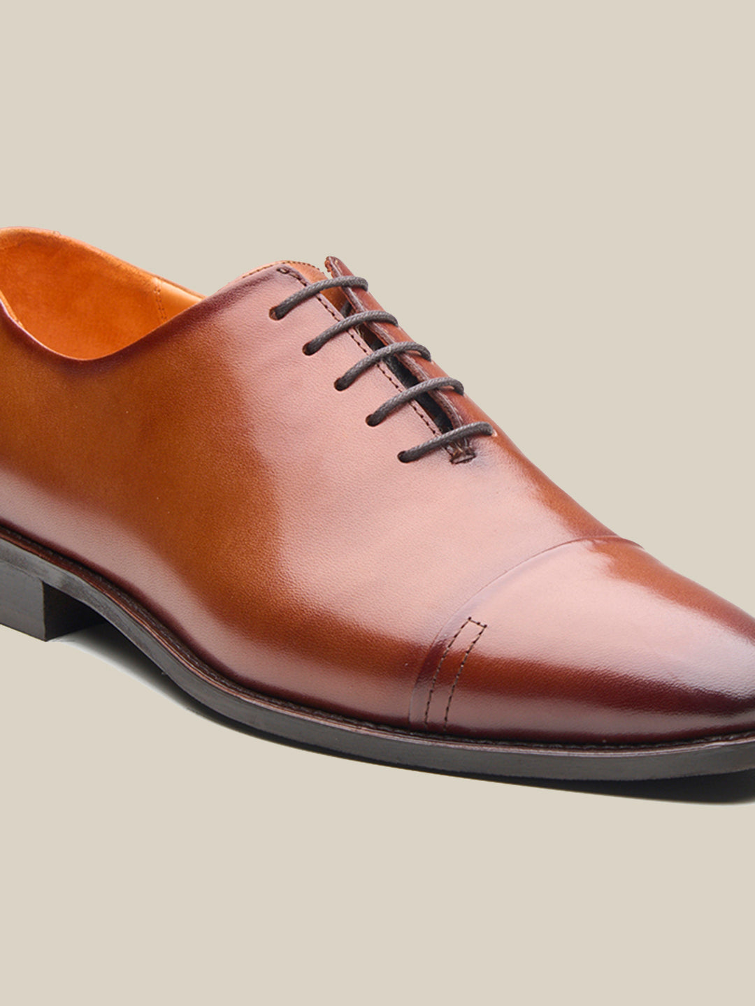 Emilio Leather Derby Shoes Tan