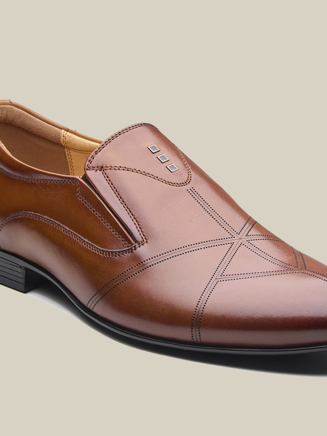 Leonardo Leather Formal Slip-on Shoes Tan