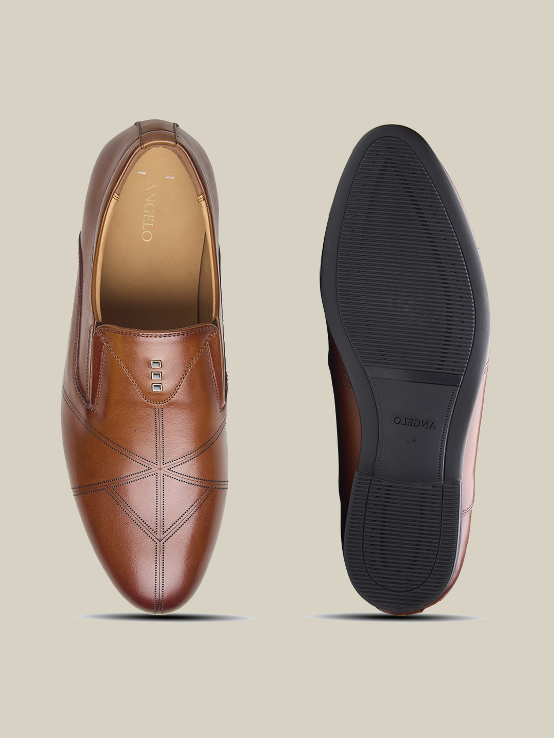 Leonardo Leather Formal Slip-on Shoes Tan