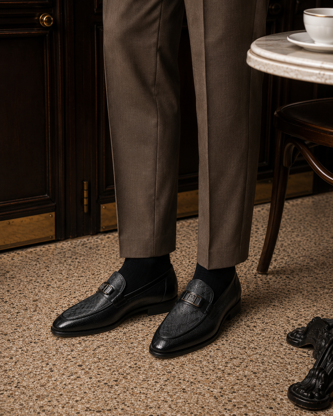 Bevege Leather Comfort Slip-Ons Shoes Black