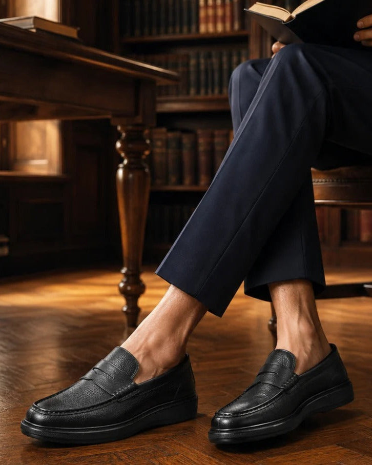 Benedo Leather Comfort Slip-on Shoes Black
