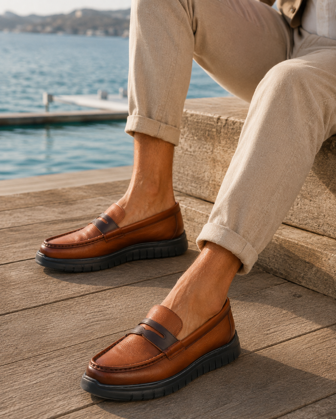 Benuto Leather Formal Slip-on Shoes Tan