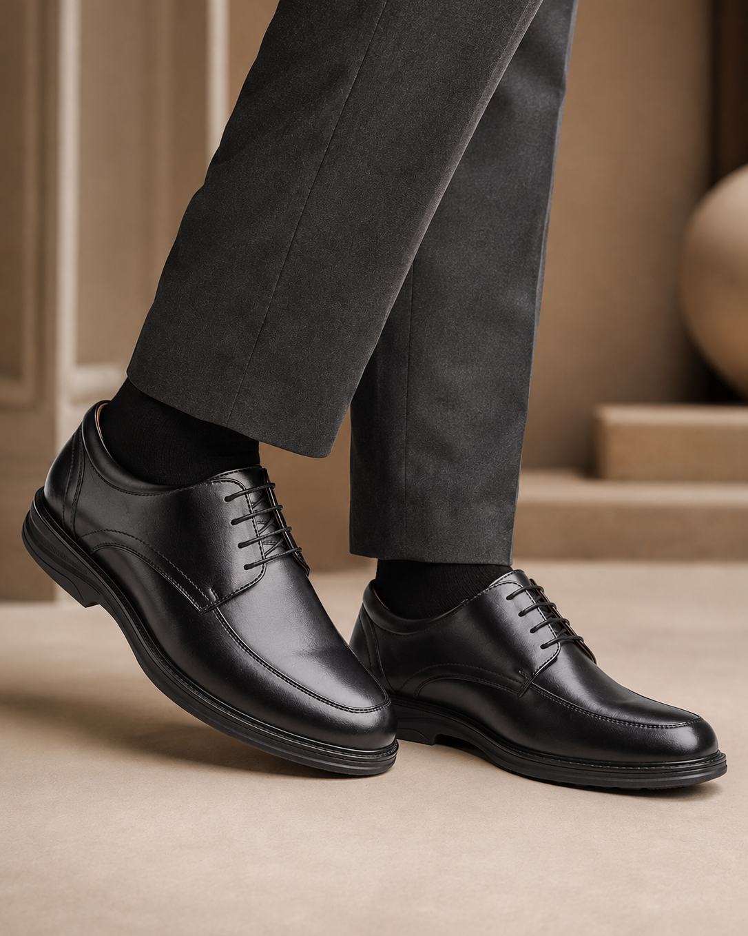 Biagio Leather Comfort Lace-up Derby Shoes Black