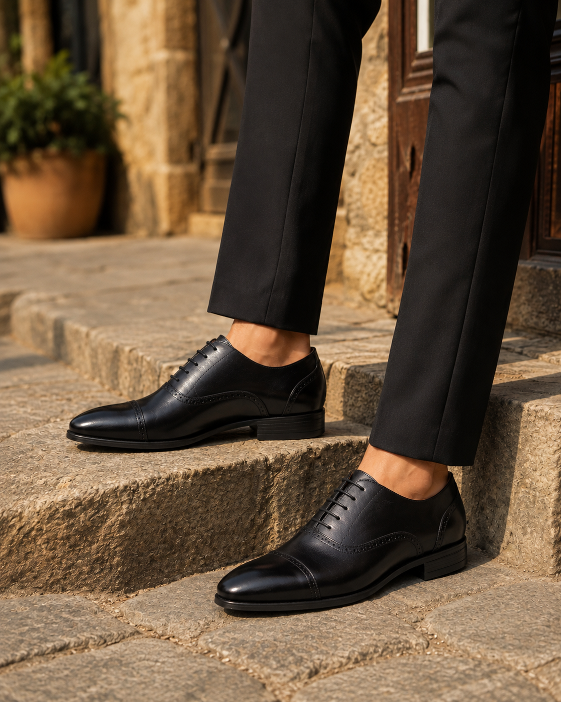 Massimo Leather Derby Shoes Black