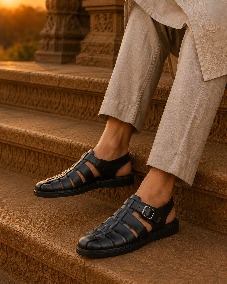 Davis Leather Sandals Black