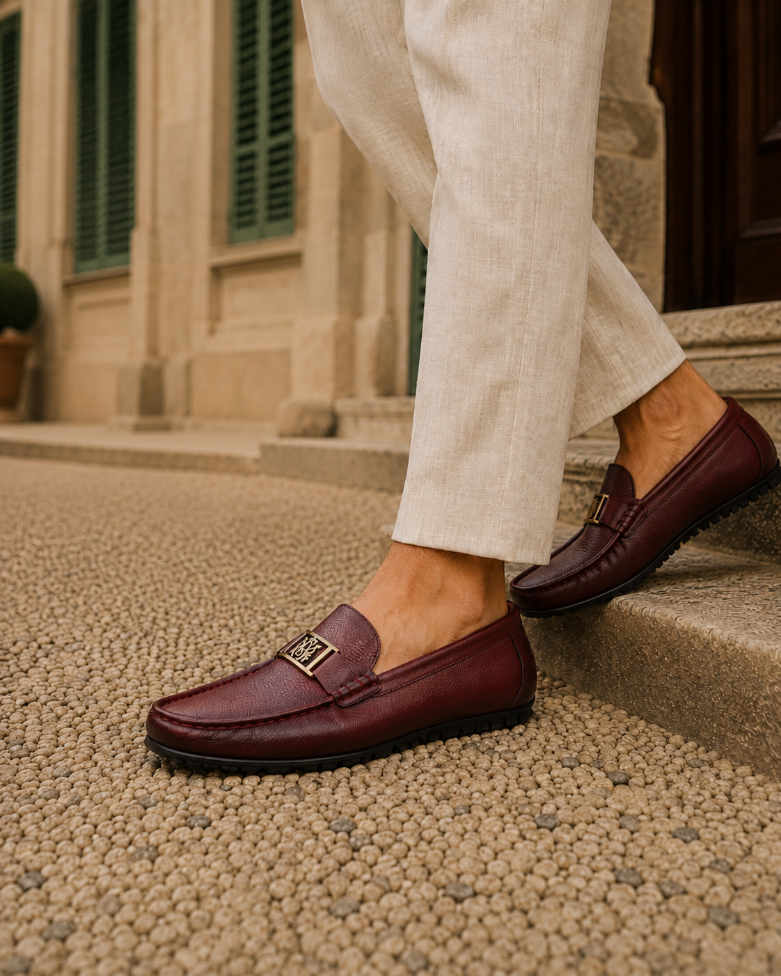 Enzo Leather Loafers Bordo