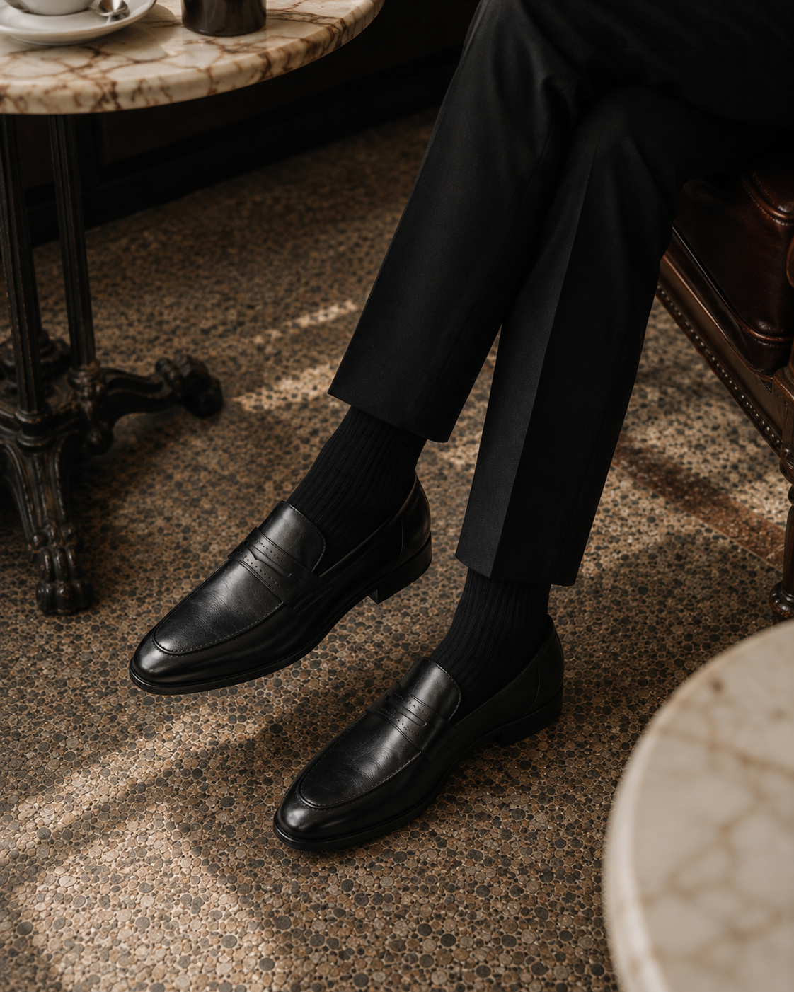 Filippo  Leather Formal Slip-on Shoes Black