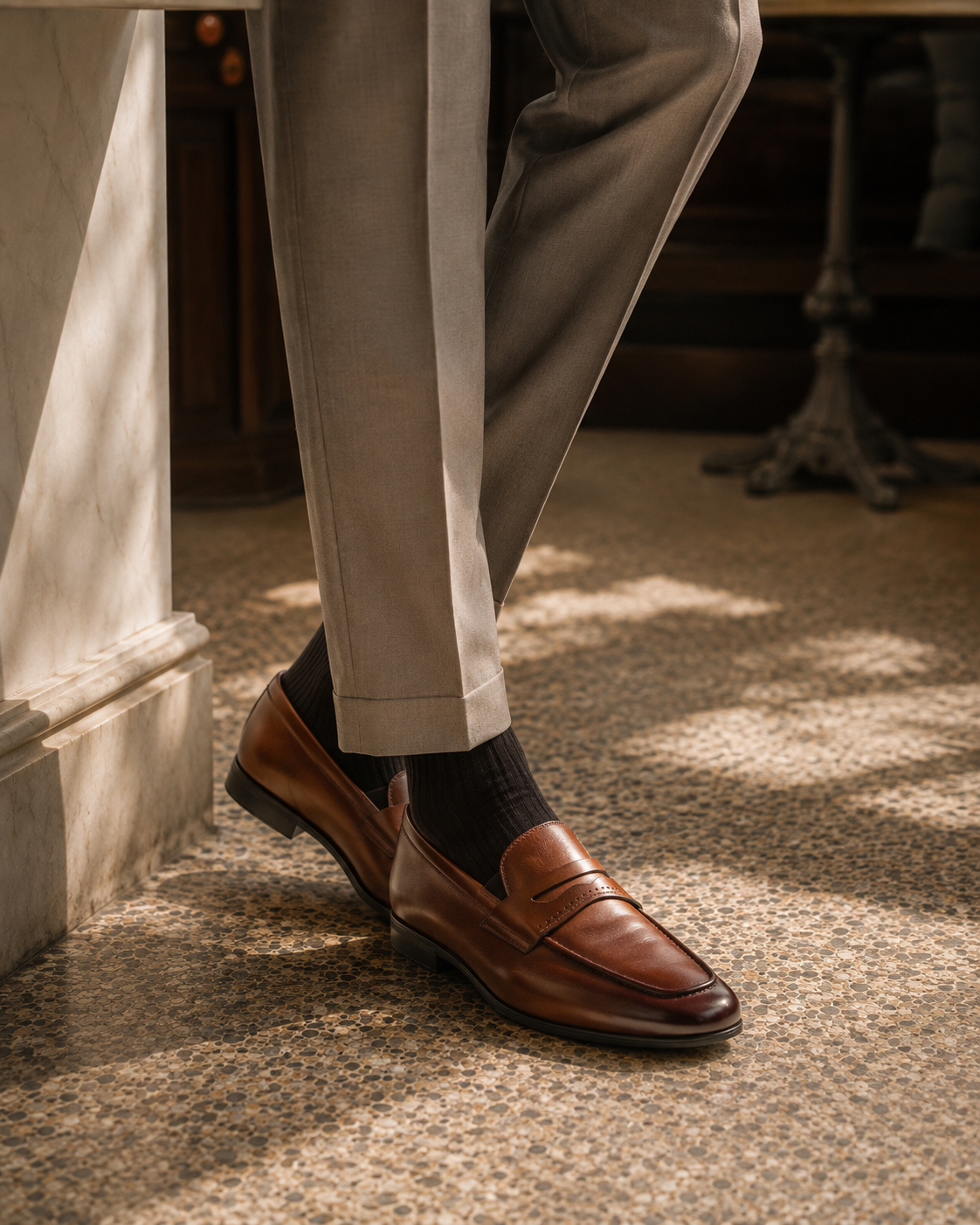 Filippo  Leather Formal Slip-on Shoes Tan