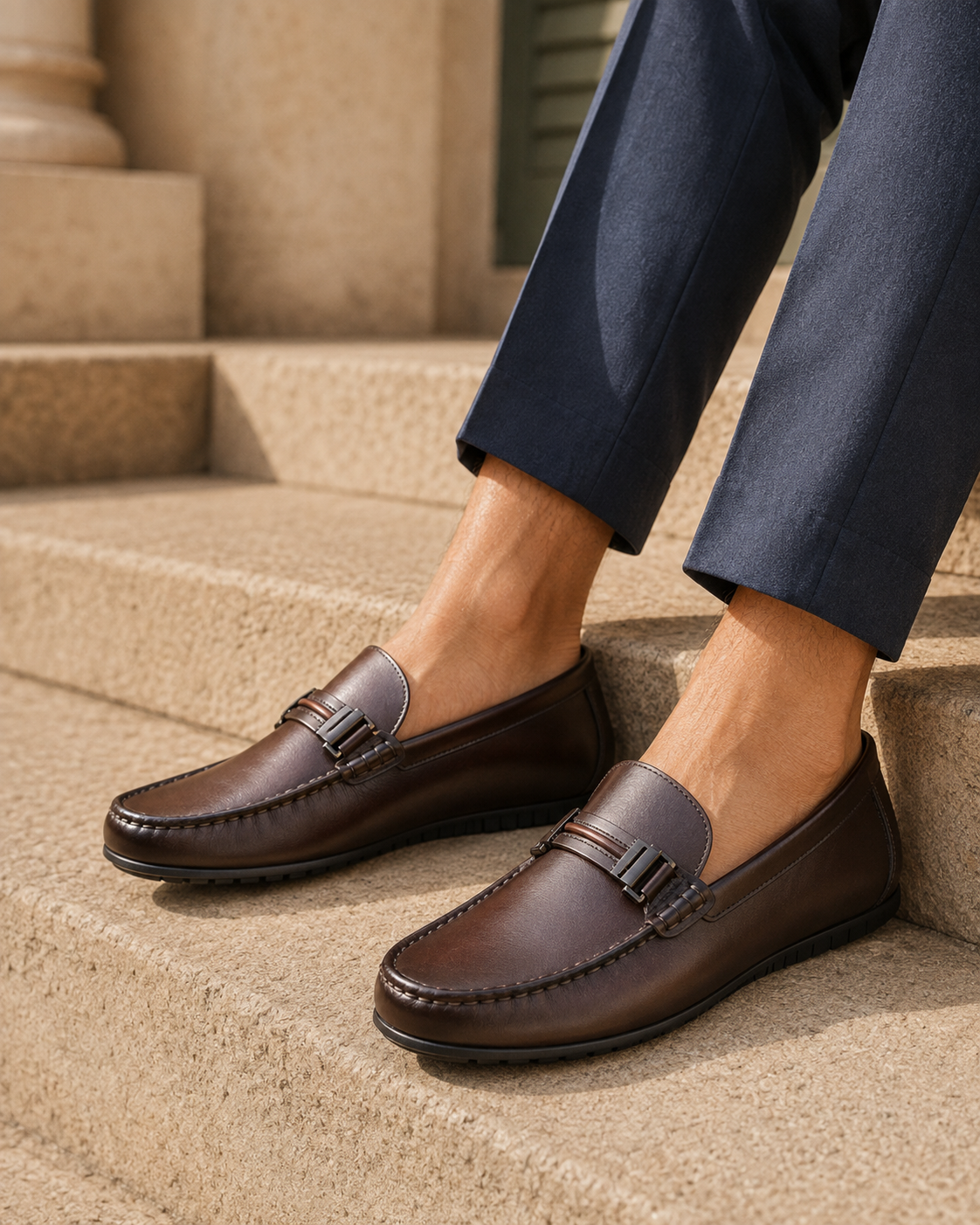 Gaze Leather Loafers Brown