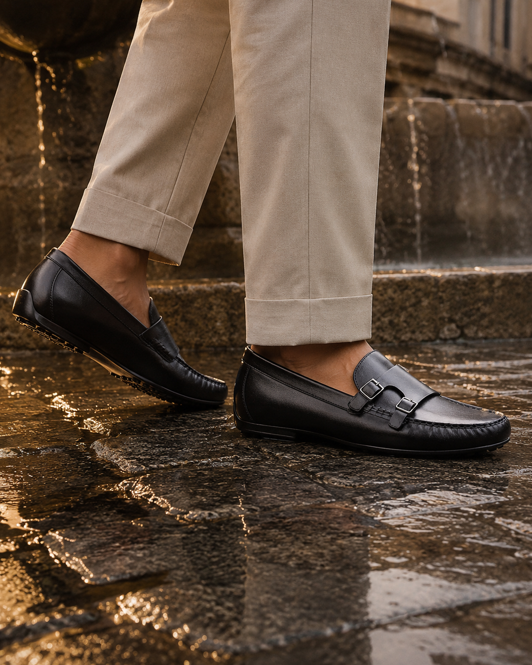 Henry Leather Monk Strap Loafers Black