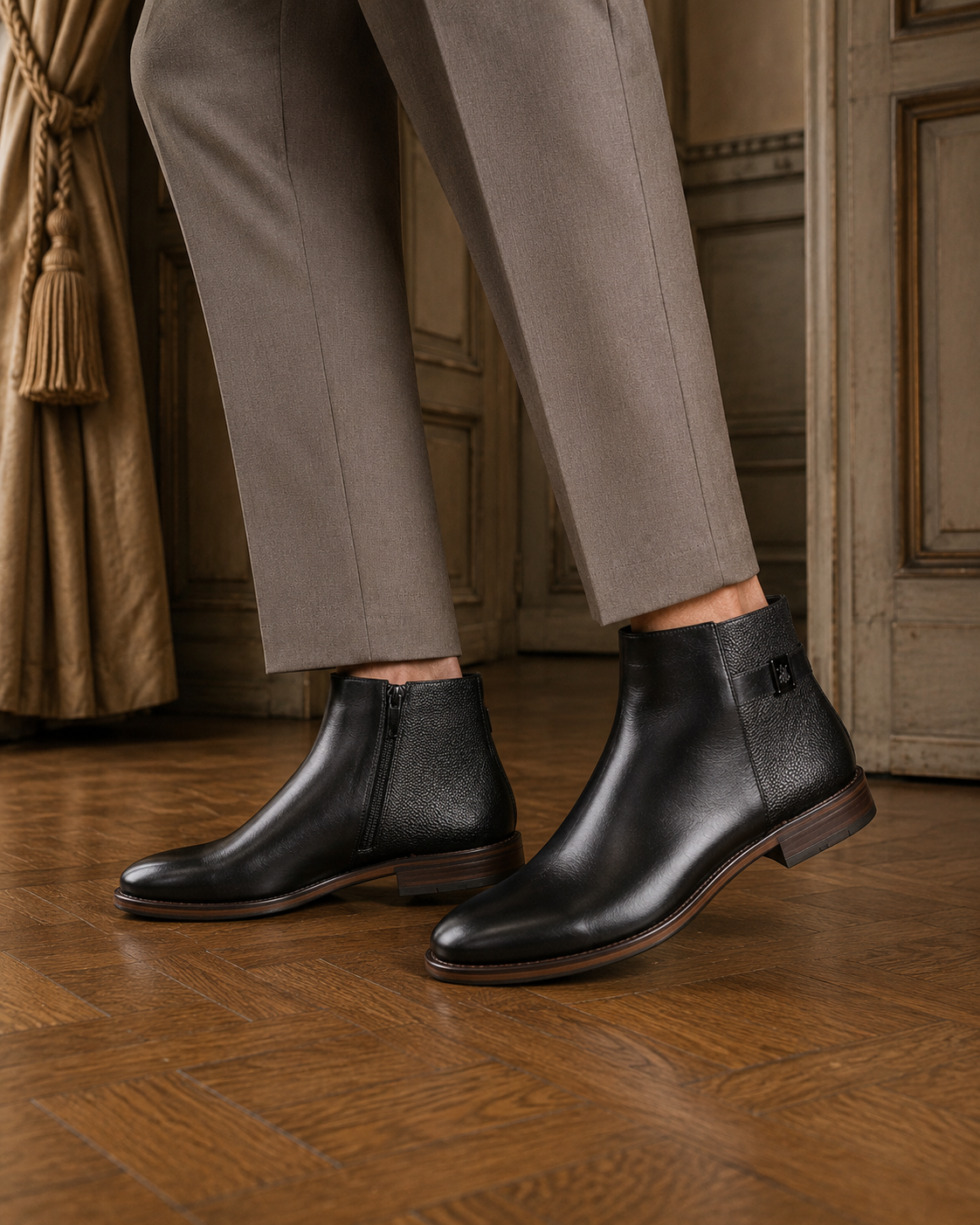 Hadlee Leather Chelsea Boots Black