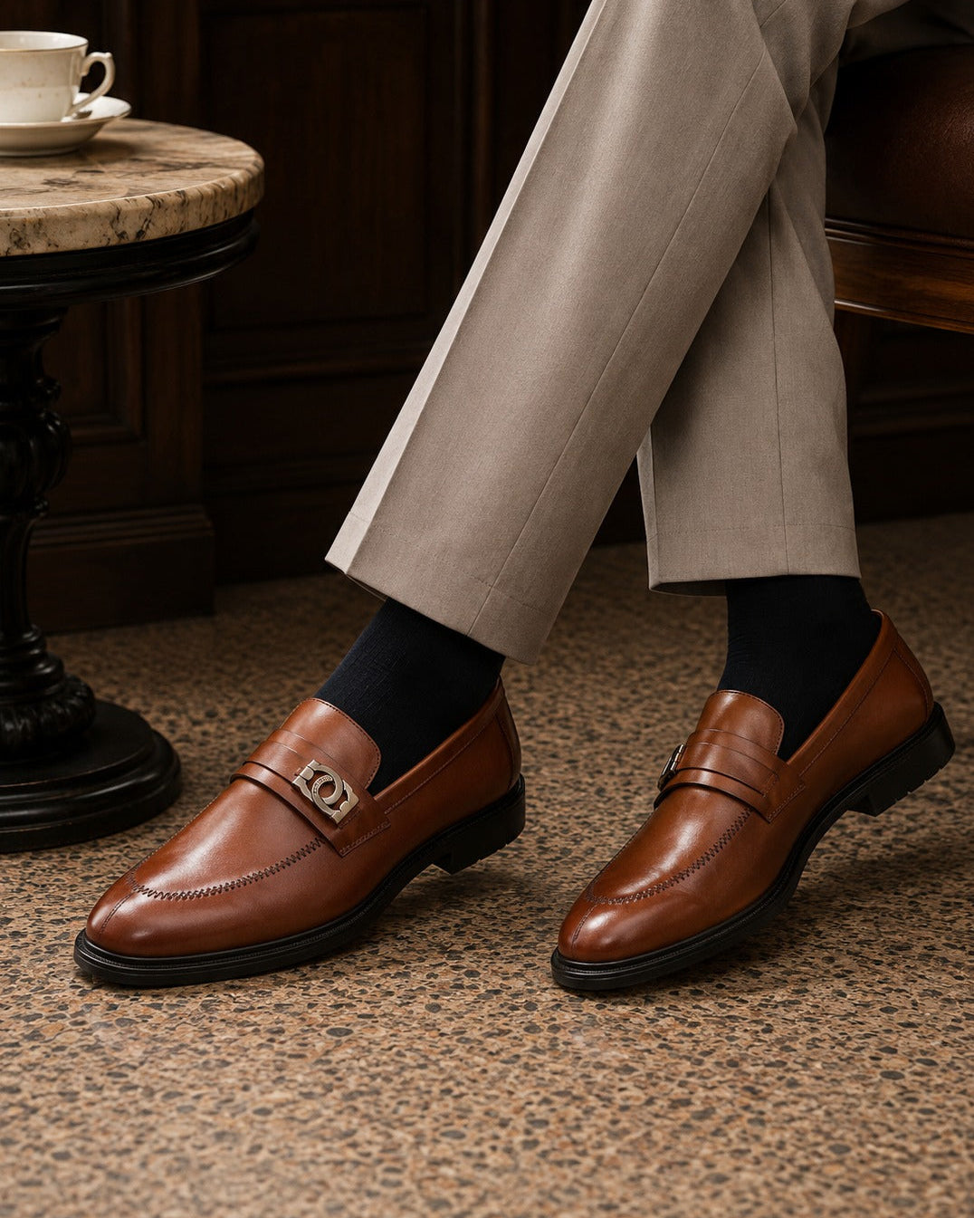 Howarth Leather Formal Slip On Shoes Tan