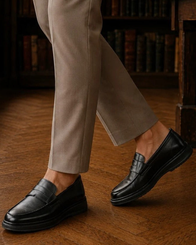 Ilario Leather Comfort Slip-on Shoes Black
