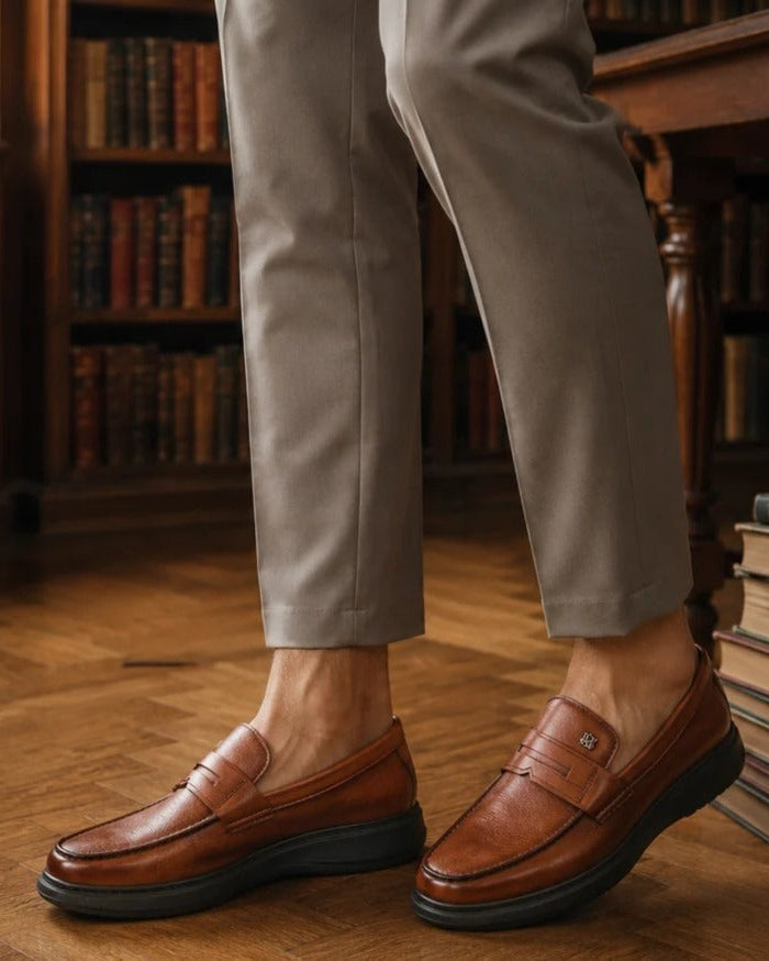 Ilario Leather Comfort Slip-on Shoes Tan