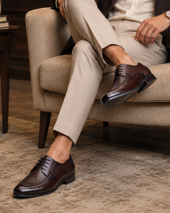 Kevin Leather Derby Shoes Brown