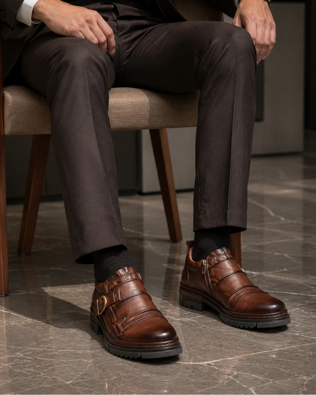 Pedro Leather Formals Dark Tan