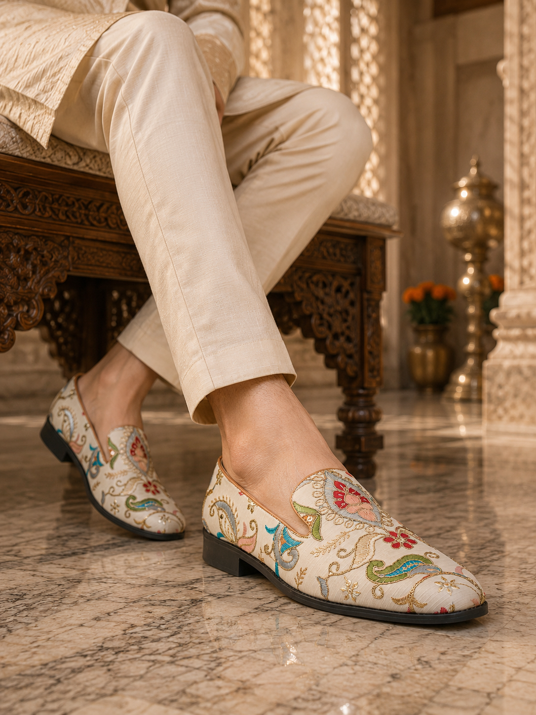 Genoa Ethnic Slip Ons Multicolor