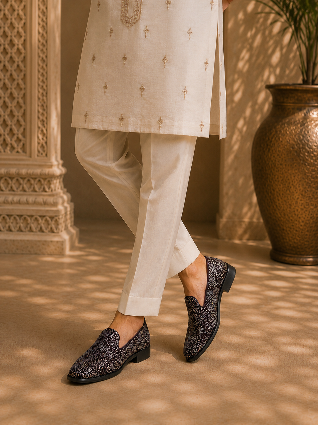 Emilia Ethnic Slip Ons Cherry